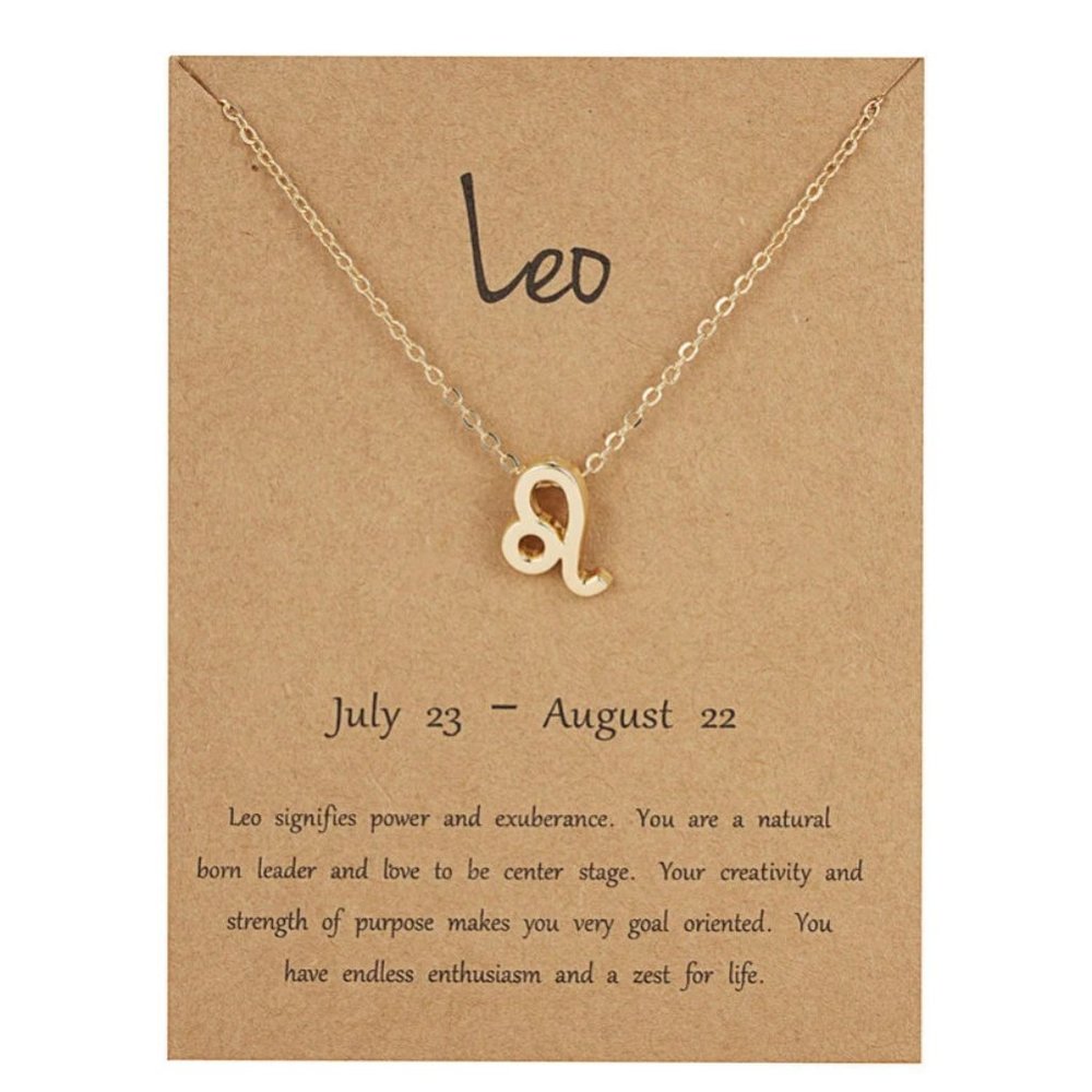 NEW Zodiac Sign LEO Pendant / Charm Golden Astrology Birthdate Necklace Set